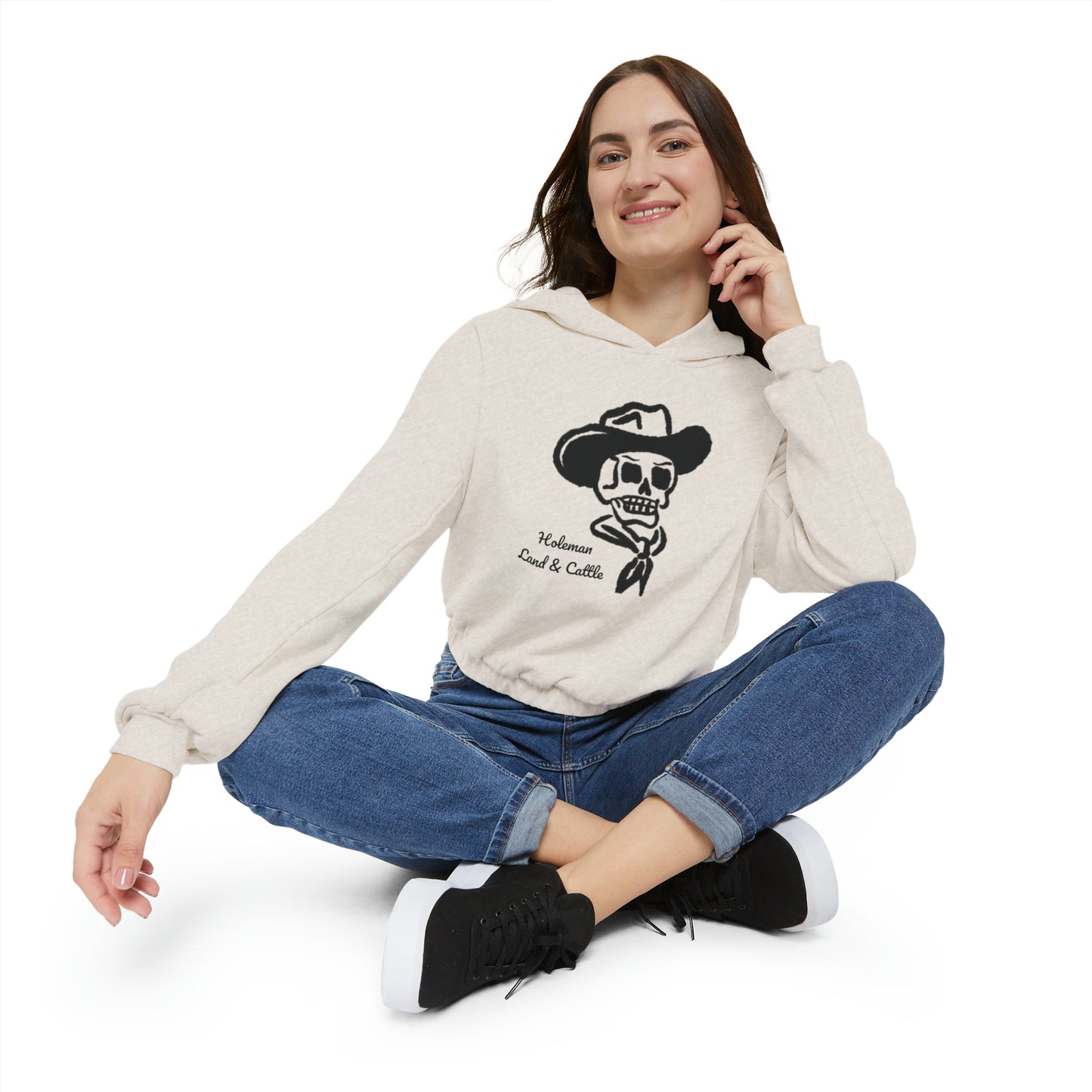 "Cowboy Skull" Women's Cinched Bottom Hoodie