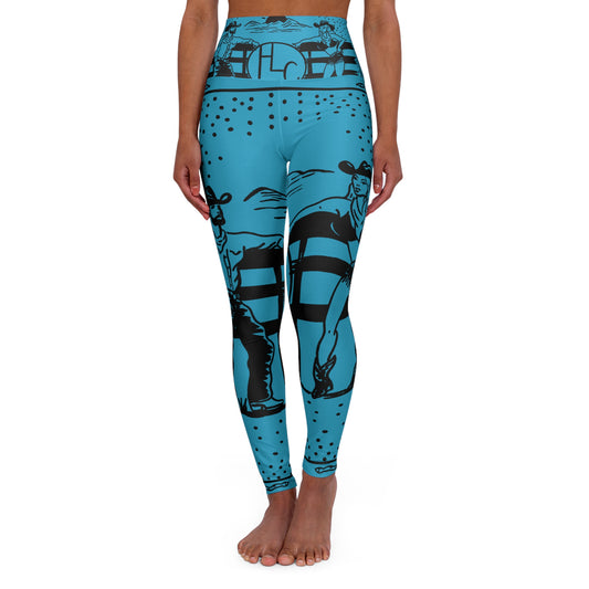 "Baby Blue Bandana" High Waisted Yoga Leggings