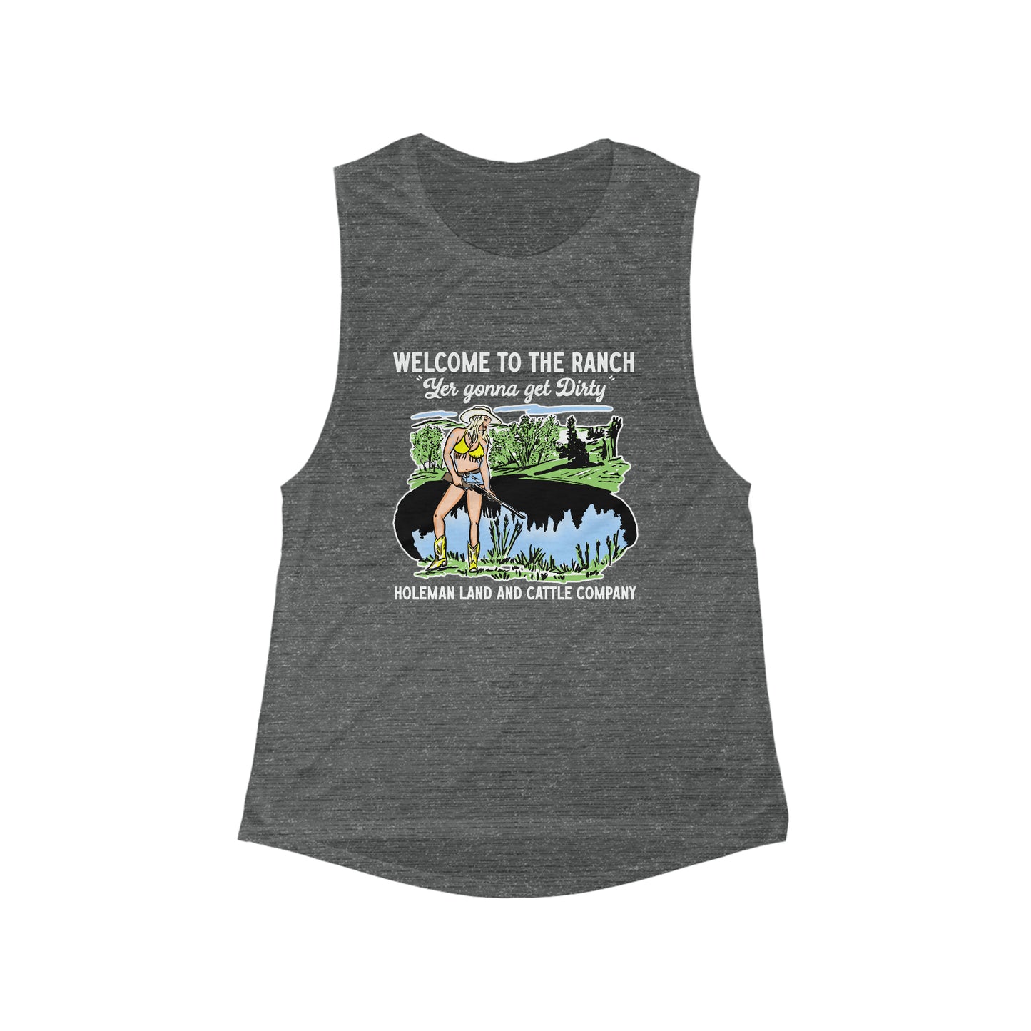 "Welcome to the Ranch" Women's Flowy Muscle Tank