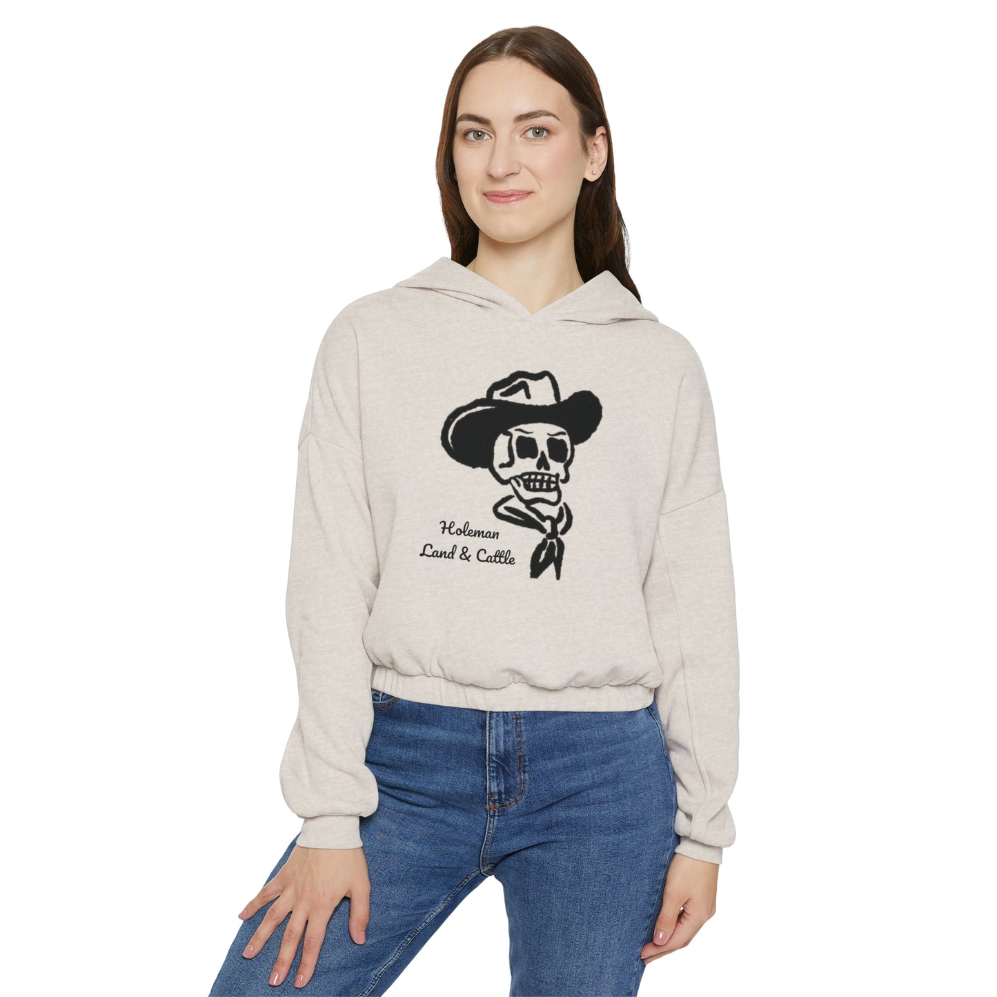 "Cowboy Skull" Women's Cinched Bottom Hoodie