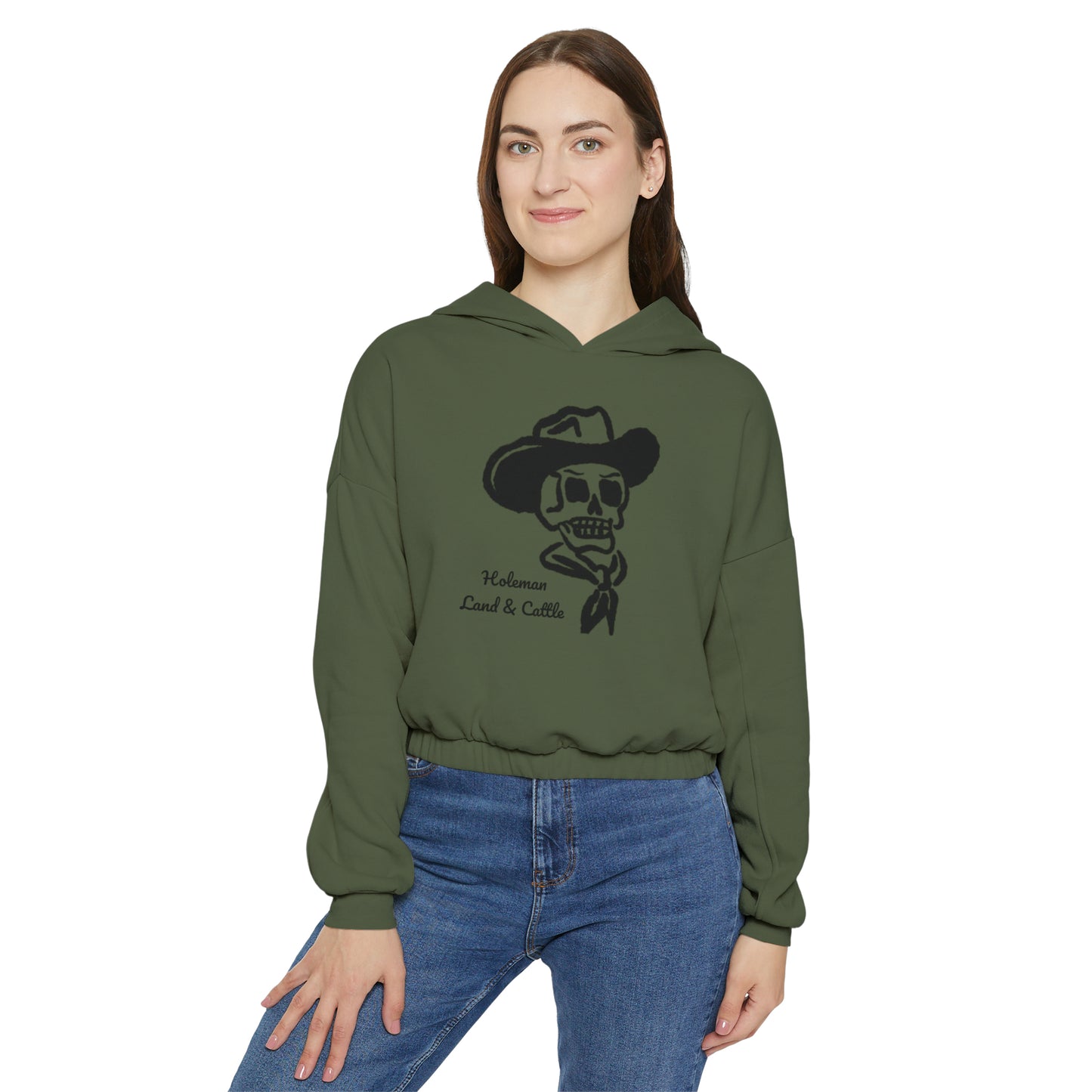 "Cowboy Skull" Women's Cinched Bottom Hoodie