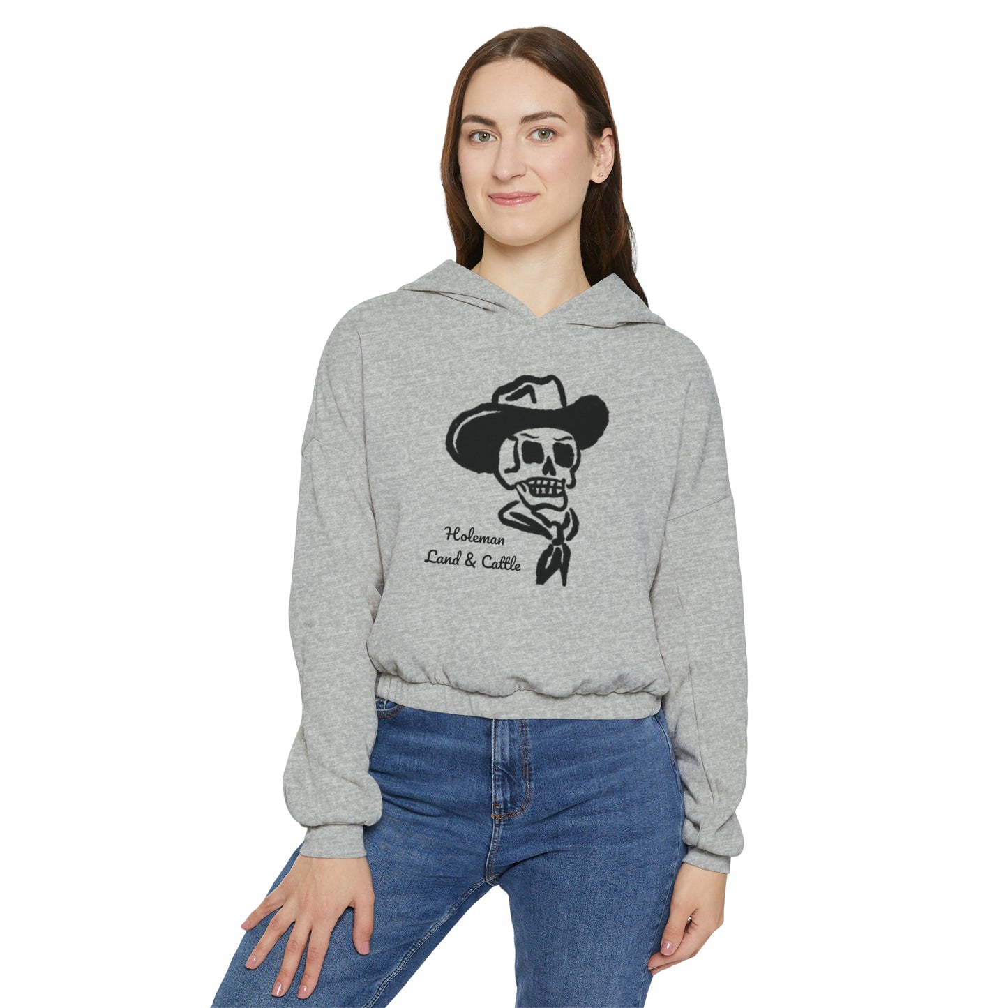 "Cowboy Skull" Women's Cinched Bottom Hoodie