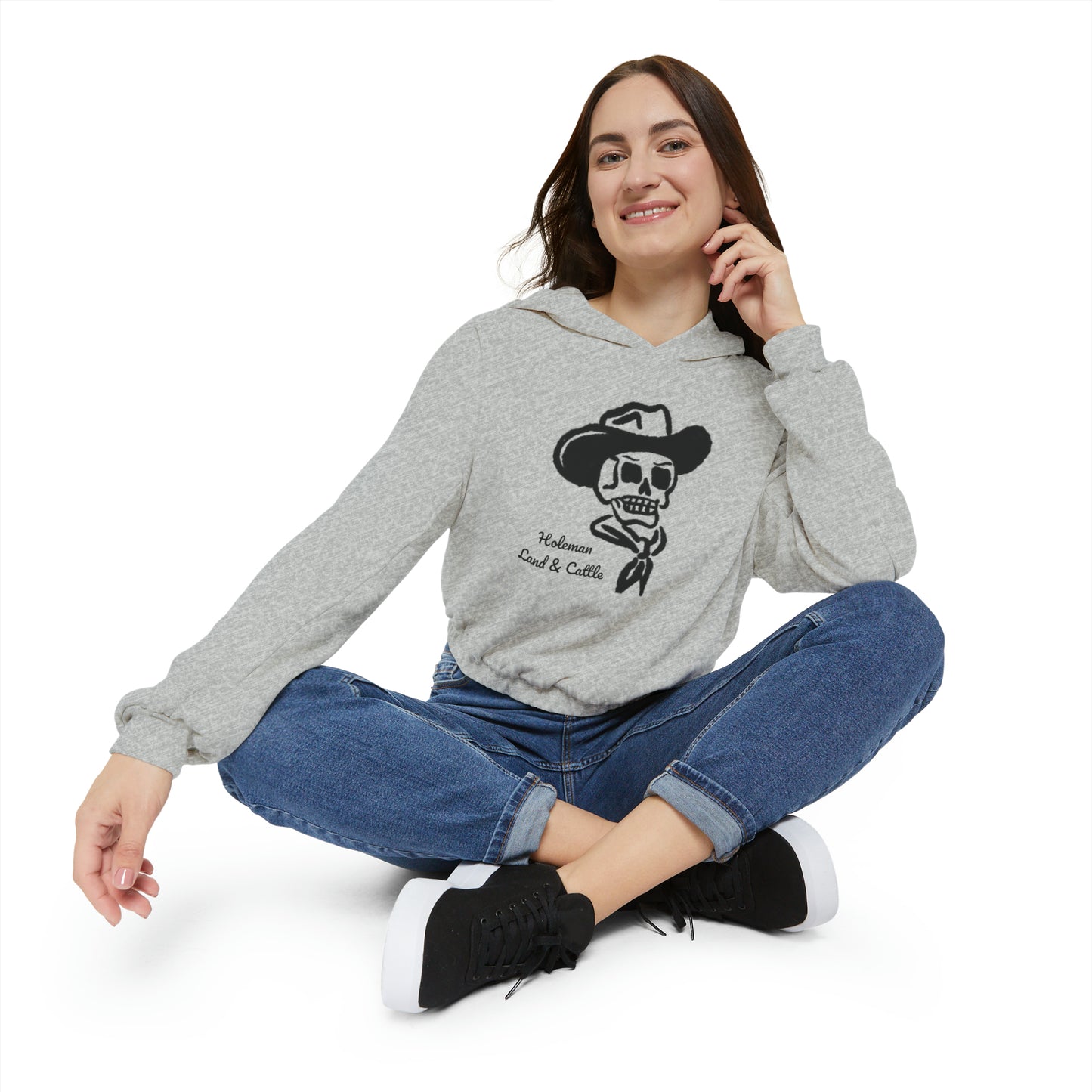 "Cowboy Skull" Women's Cinched Bottom Hoodie