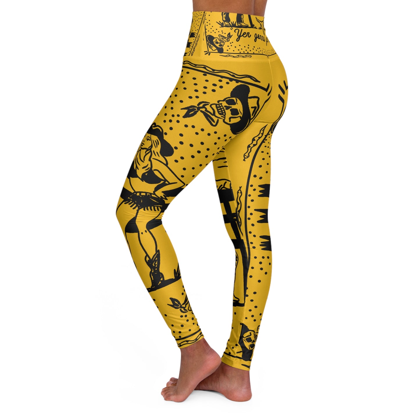 "Yellow Bandana" High Waisted Yoga Leggings