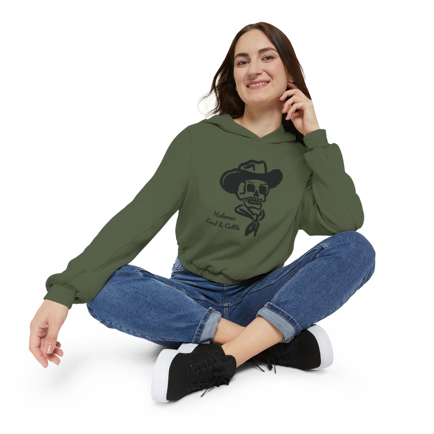 "Cowboy Skull" Women's Cinched Bottom Hoodie